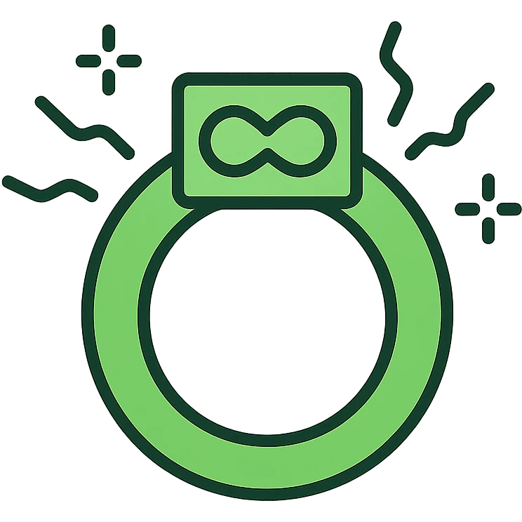 green power ring called Elasticity, glowing with energy, futuristic design, symbolizing flexibility and adaptability, icon style emoji