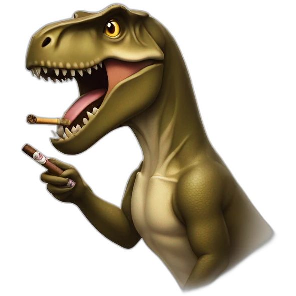 Trex in profile pic face with google and a cigar emoji