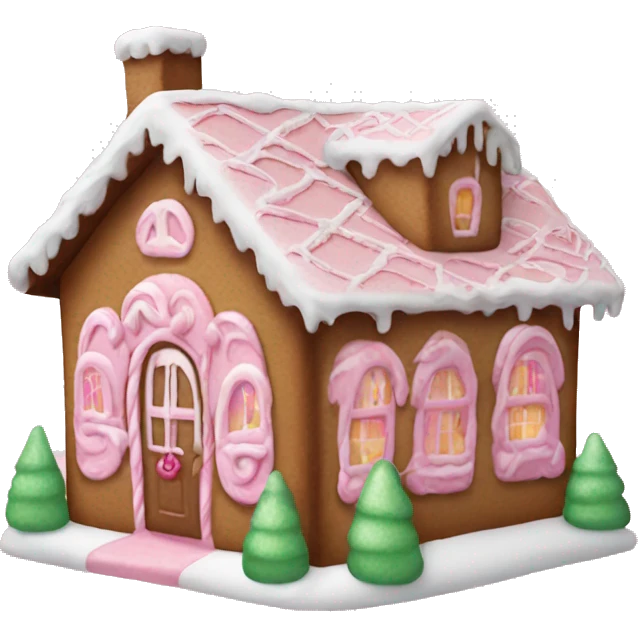 A pink gingerbread house emoji