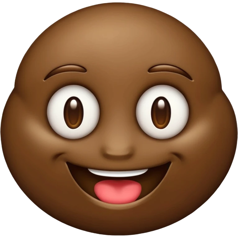 brown mud smile emoji with a big smile, shiny, no background, iPhone Apple emoji style emoji