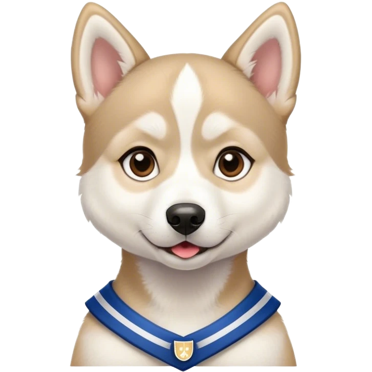 Cute puppy university husky with uniform emoji