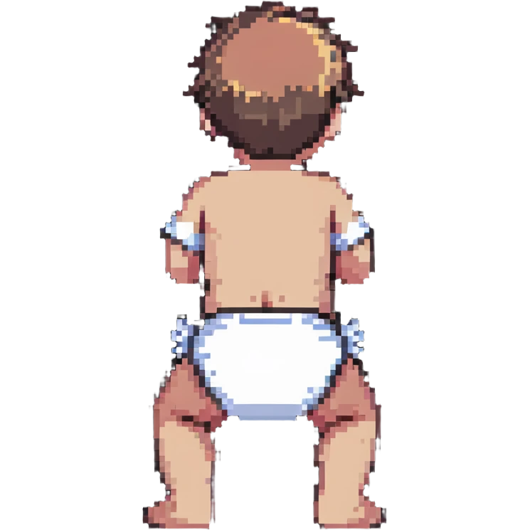 boy child standing with back facing, wearing a diaper emoji