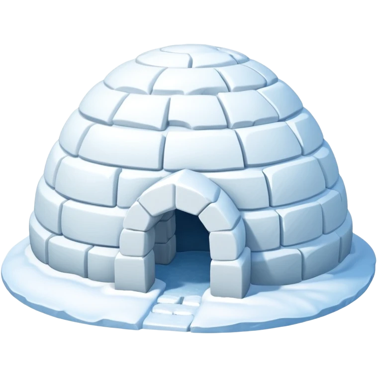 A traditional snow igloo on a vast snowy plain under a clear blue sky. Soft sunlight casts gentle shadows across the snow. The igloo has a small entrance tunnel and compacted snow blocks forming its dome. Realistic Arctic environment, crisp atmosphere, calm winter feeling. emoji