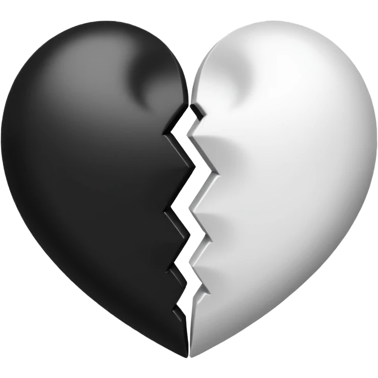 قلب مقسوم نص ابيض ونص اسود emoji