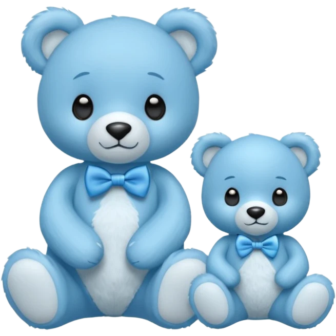 sweet little blue bears with blue bow tie sitting emoji