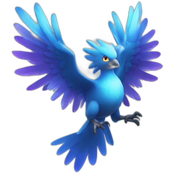 Blue Purple Shiny Galarian-Articuno Fire Head Big Eyeys 4k HD emoji