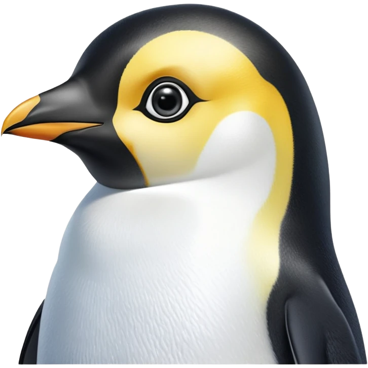 cinematic-adult-emperor-penguin-portrait-emoji,-head-tilted-playfully-and-inquisitively,-with-glossy,-pristine-plumage-accented-by-a-bright-beak-and-round,-sparkling-eyes-filled-with-curiosity,-simplified-yet-irresistibly-adorable-features, black face emoji
