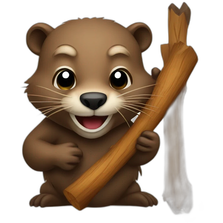 Beaver biting wood emoji