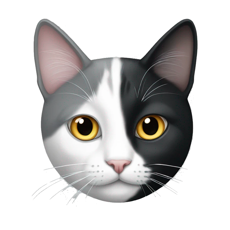 Grey and white cat and black and white cat emoji