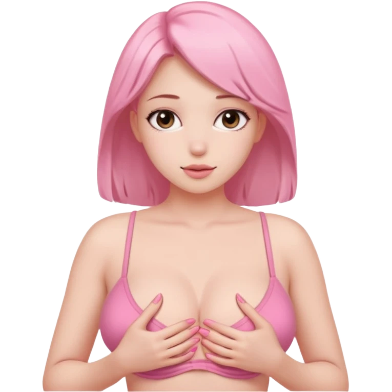 Girl doing this👉🏻👈🏻 while her really big boobs with pink nipples Exposed  without bra emoji