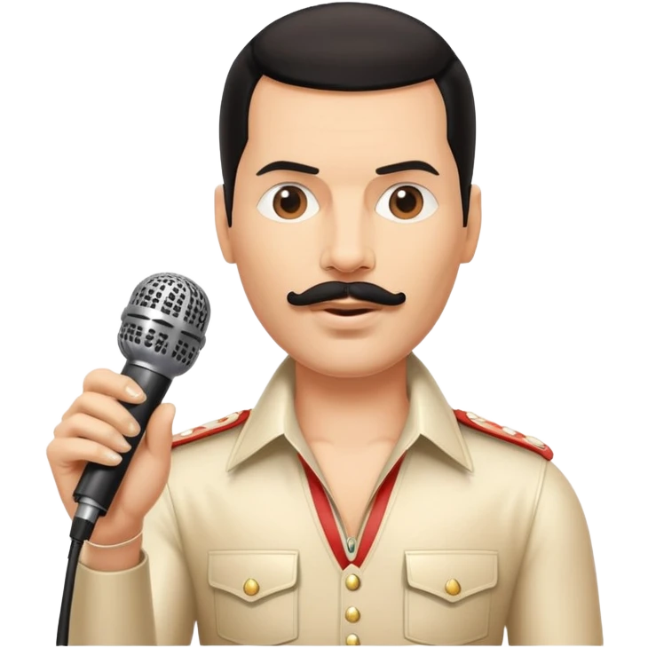 Freddie Mercury with mustache and microphone in iconic pose emoji