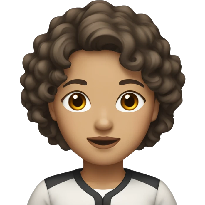 Southeast Asian female with black, wavy curly hair, light brown skin, and overweight. emoji