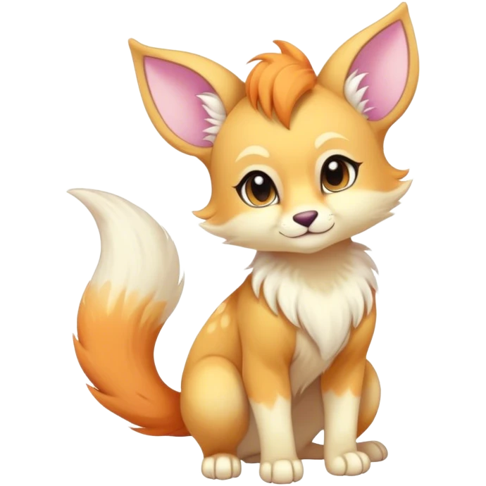 Kawaii bright colorful fantasy ethereal anthro fursona animal with a tufted tail and round ears emoji