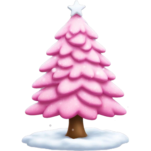 Pink Christmas tree with snow  emoji