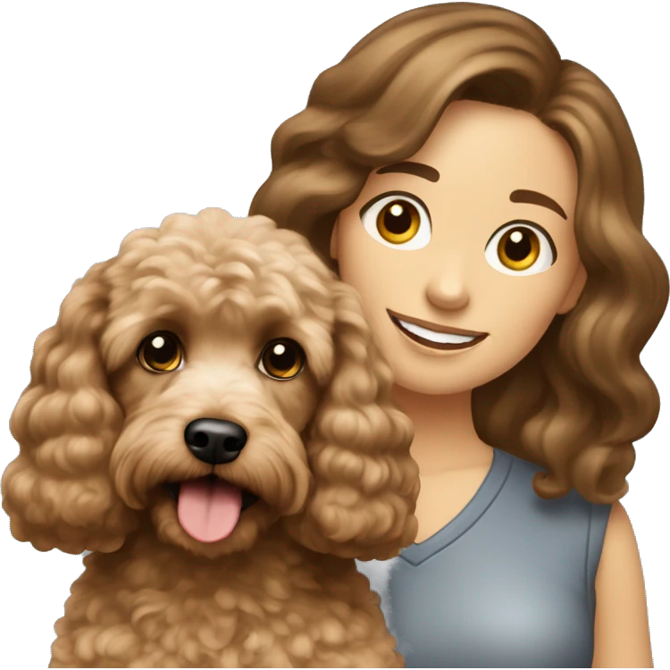 light brown cockerpoo with brunette young woman emoji