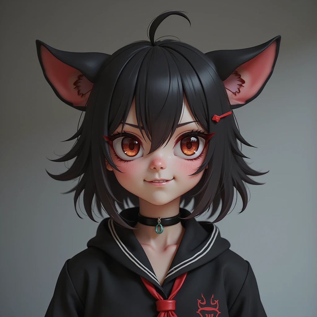 Kuromi character, photorealistic style, mischievous expression, detailed textures, studio background emoji