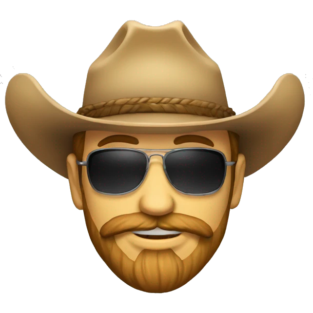 Crea un emoji de cara de un hombre con barba y sombrero rancho  emoji