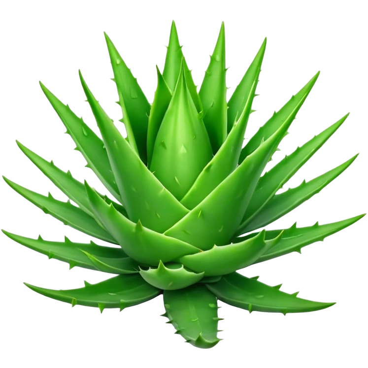 Cinematic Realistic Aloe Vera Emoji, Plump and succulent, with thick, fleshy leaves arranged in a star-like rosette. The vibrant green leaves have a slightly spiky texture, exuding a sense of resilience and healing. Soft glowing outline, capturing the essence of natural wellness and desert vitality in a flourishing aloe vera plant! emoji