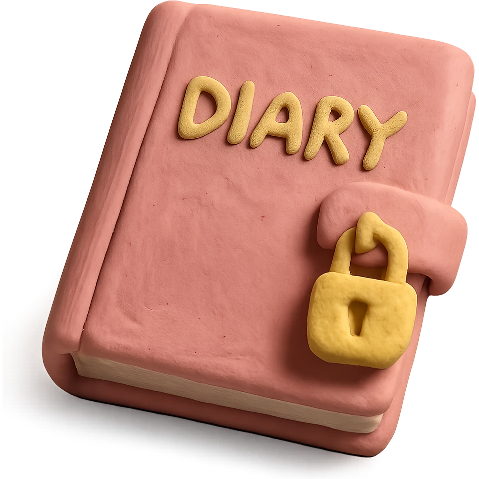 a pink diary, claymation style emoji
