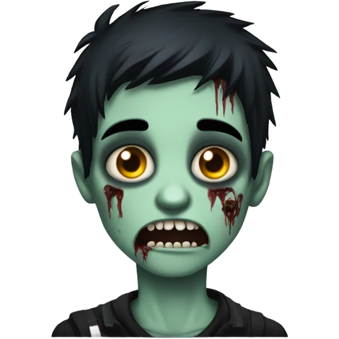 boy zombie with black hair emo creepy emoji