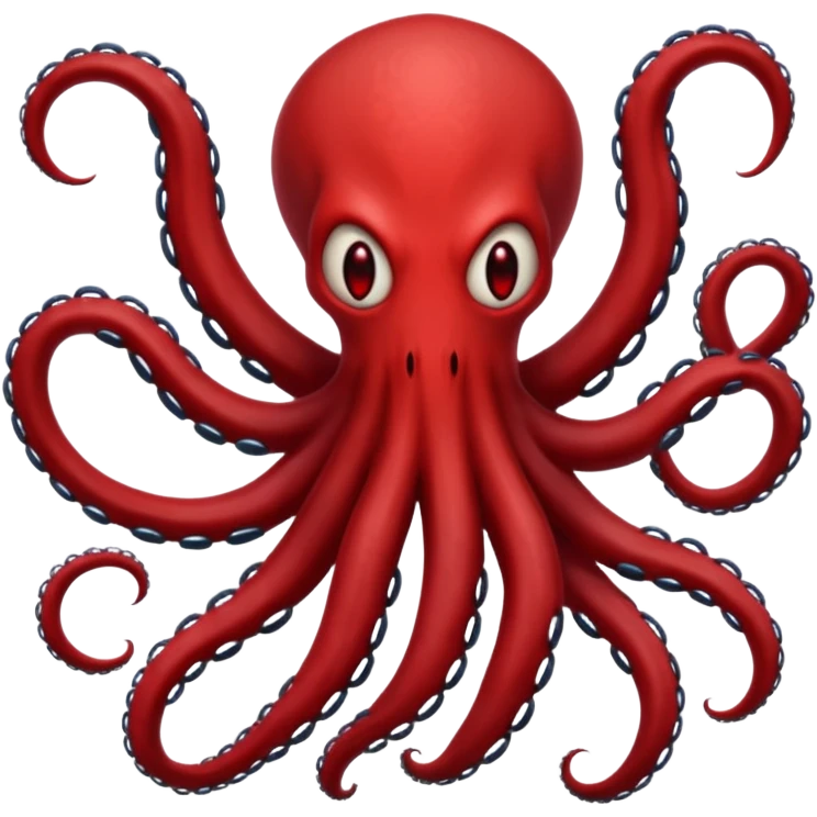 A dark shadow monster with long tentacle-like arms on a red sky background emoji