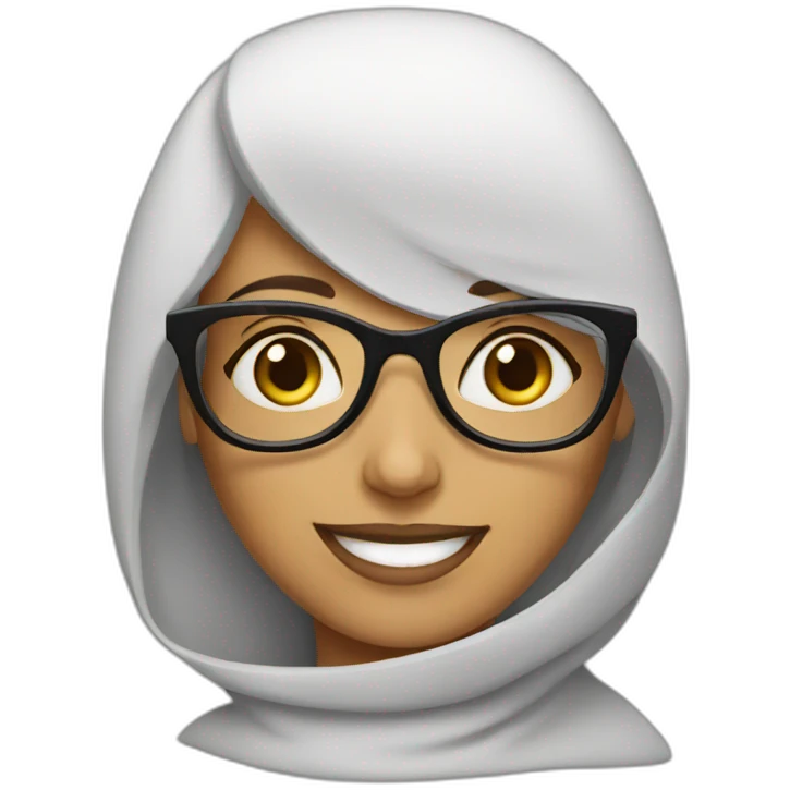 an arabic woman with glasses and smile emoji