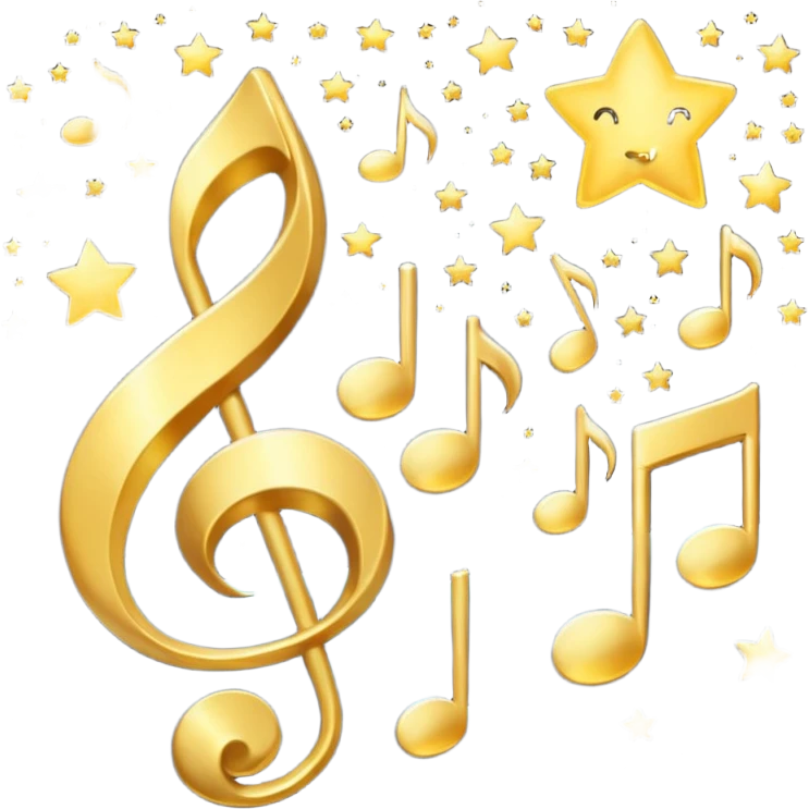 singing notes become stars flowing in the night sky emoji