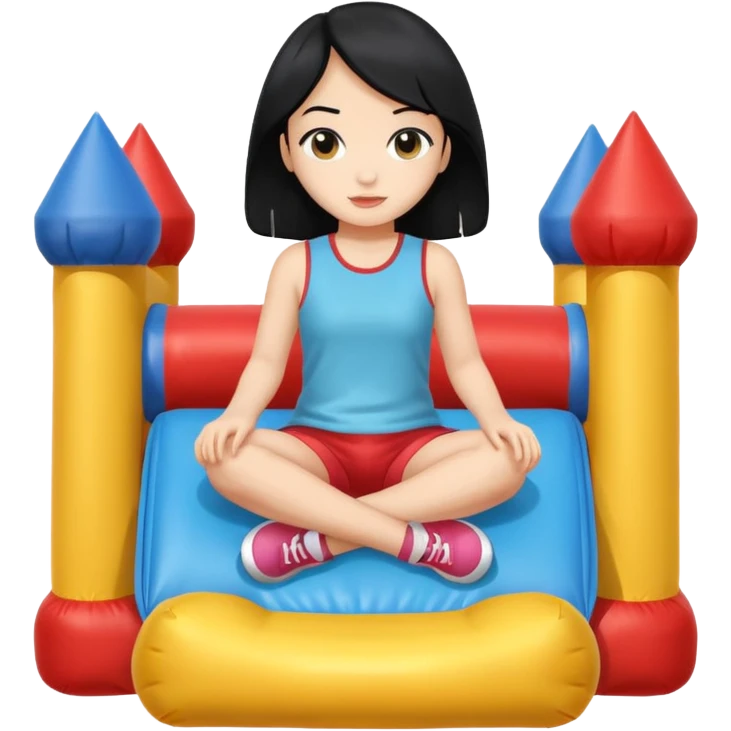 black hair girl-sitting-in-bouncy-house emoji