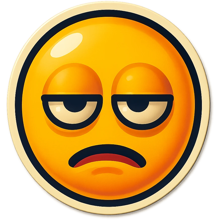 A face displaying a boredom emotion. The sticker should have a transparent background with a clear outline. Ensure the sticker is neatly composed and does not extend beyond the edges. emoji