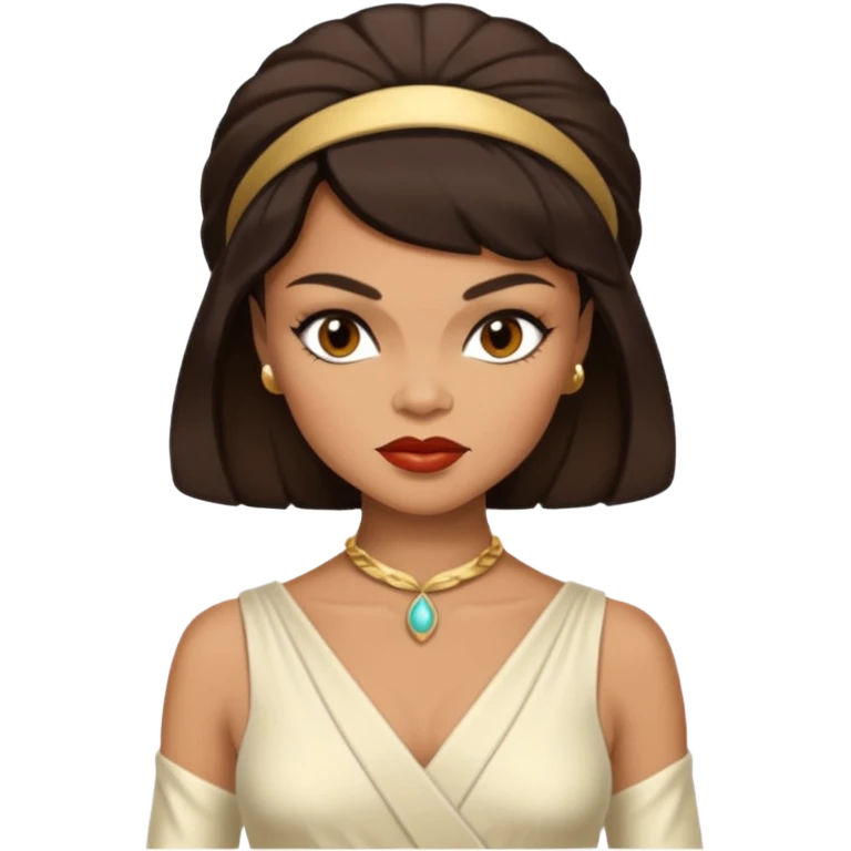 Eartha Kitt with dark brown hair, ivory outfit emoji