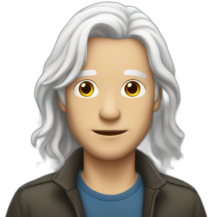 White hair guy with long hair emoji