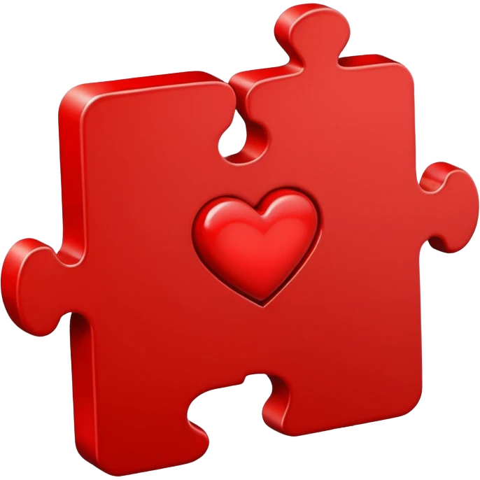 puzzle piece fitting with another and heart emoji