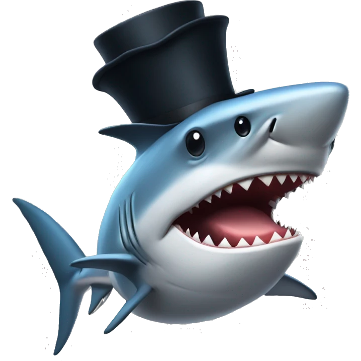 Shark with a top hat emoji