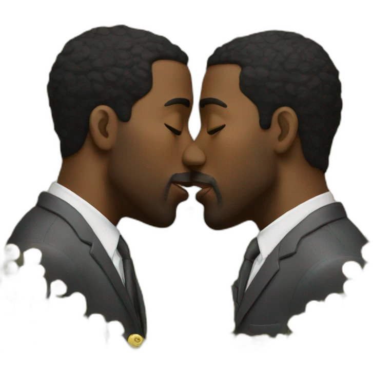 thrwe black men kissing emoji