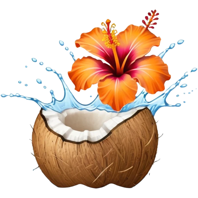 Gradient Orange hibiscus on coconut water splash emoji