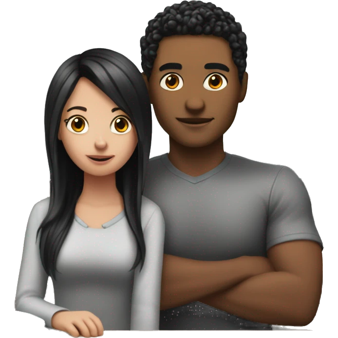 The boy with the hairstyle sat in the middle of the desk next to the girl who has black hair and red strands  emoji