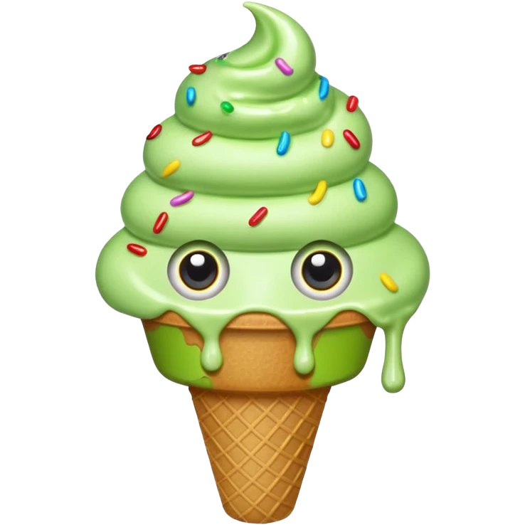 green ice cream with eyes and sprinkles emoji
