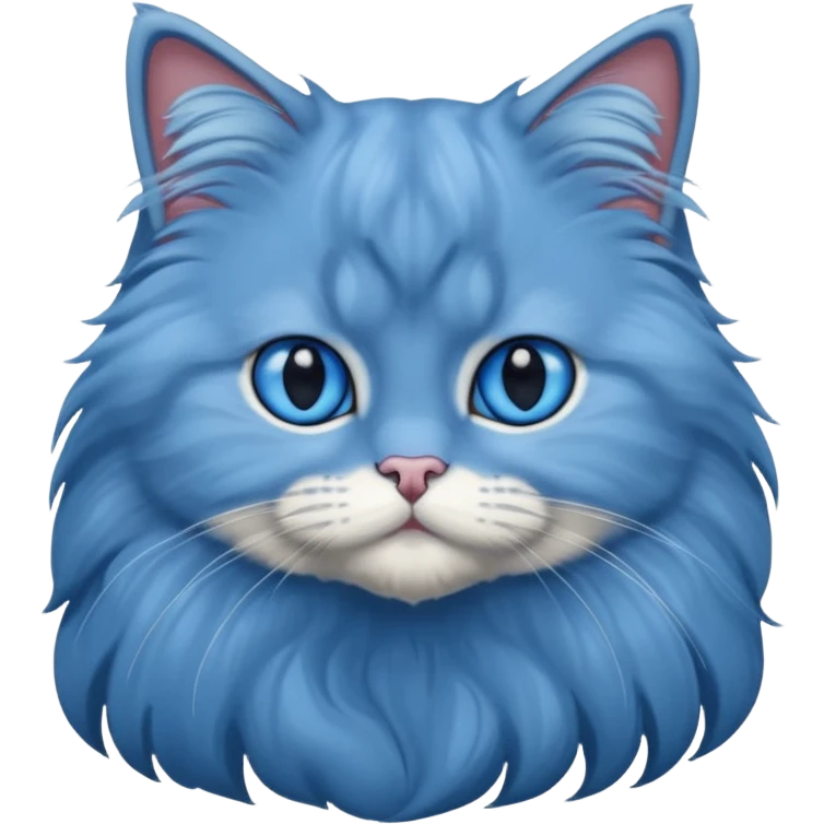 A cat which is a brittish longhair whit is blue color and hes eyes are blue emoji