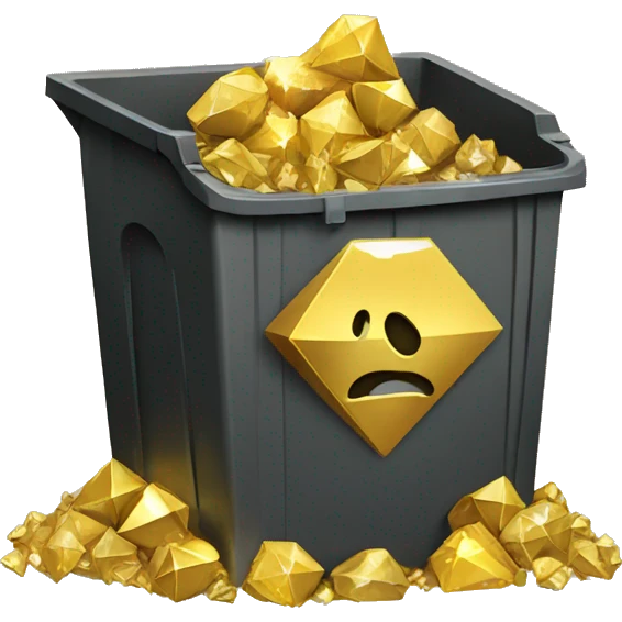 gold and diamons in trash emoji