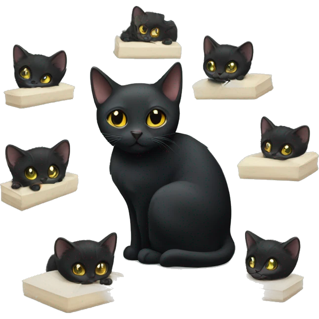 Black cat and kittens attending funeral emoji