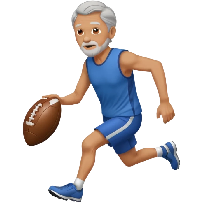 Old man running holding a football emoji