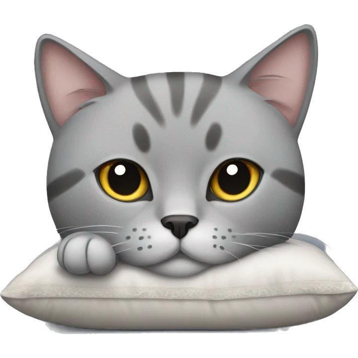 Scottish grey cat laying on the pillow emoji