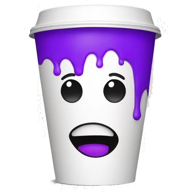 delirious face with white double styrofoam cup filled with purple soda emoji
