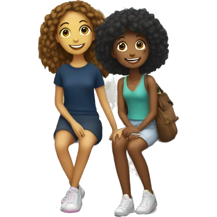 A girl hanging out with her friend at paris emoji