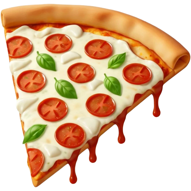 Italian cuisine HUMANLESS avatar in bright emoji-style illustration. Pizza slice or pasta, red green colors, simple shapes, flat design, cheerful and expressive. emoji