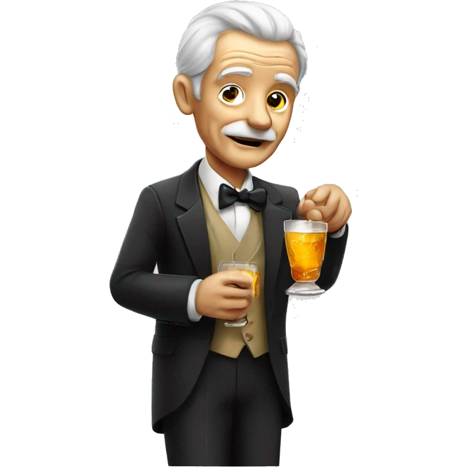 old man in formal attire with a drink alcohol  emoji