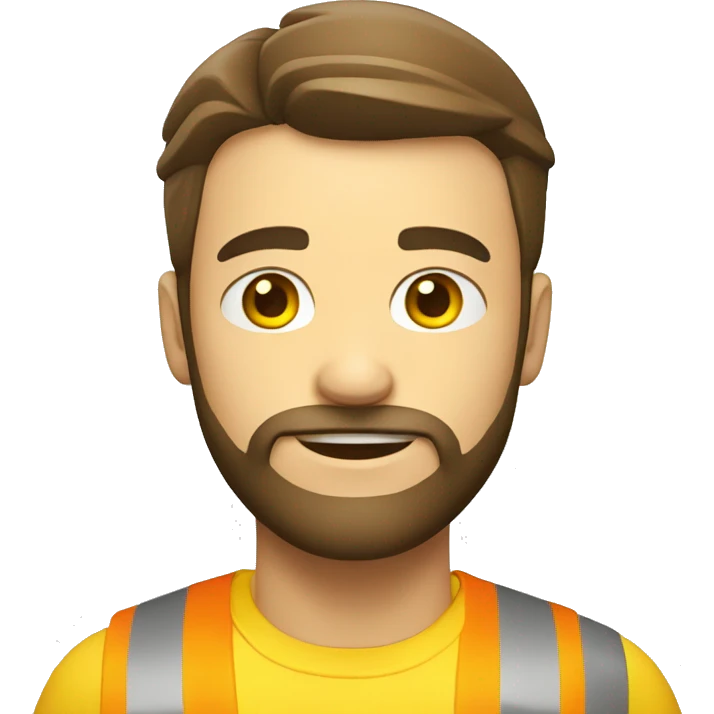 A braver man, with beard, white skin, with a construction hat yellow emoji