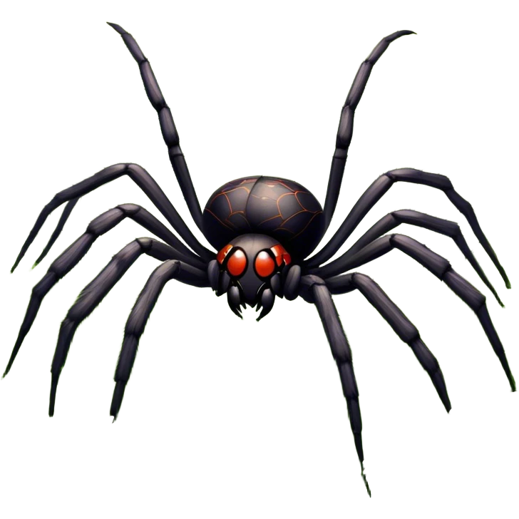Huge spider sitting on grass with flowers, surrounded by a lush meadow. Detailed legs and body, with soft natural lighting enhancing its texture. Calm, serene background with vibrant greenery and a clear sky. Transparent background. emoji