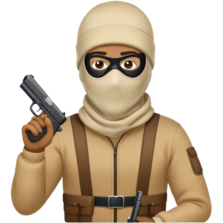 Man with ski mask holding a pistol emoji
