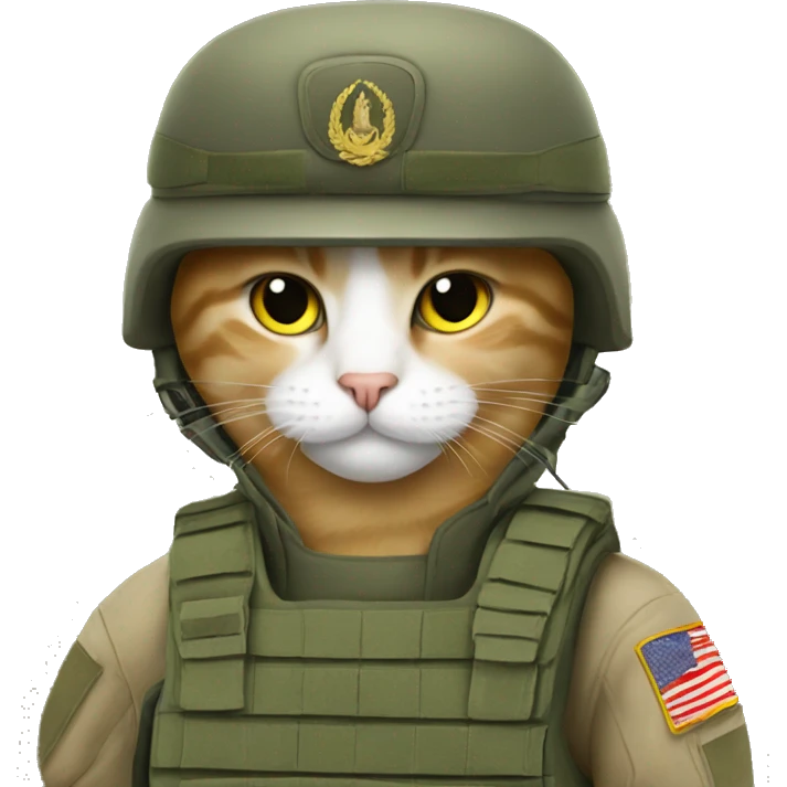 Cat in army gear emoji